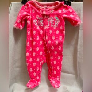 Child of mine premie pink footed long sleeve onesie pajama best little sister